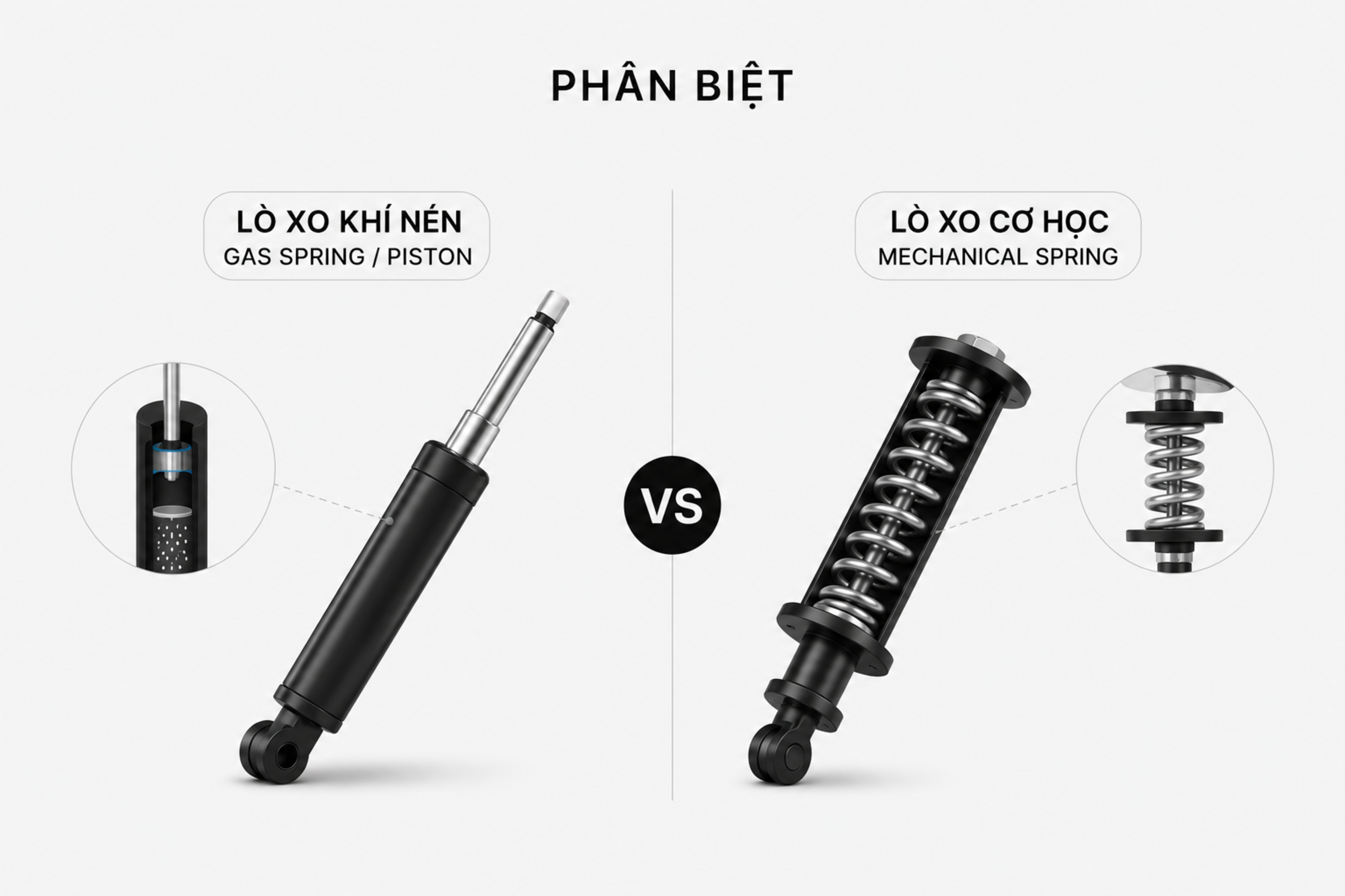 Phân biệt lò xo cơ học và lò xo khí nén của Arm màn hình: Nên chọn loại nào?