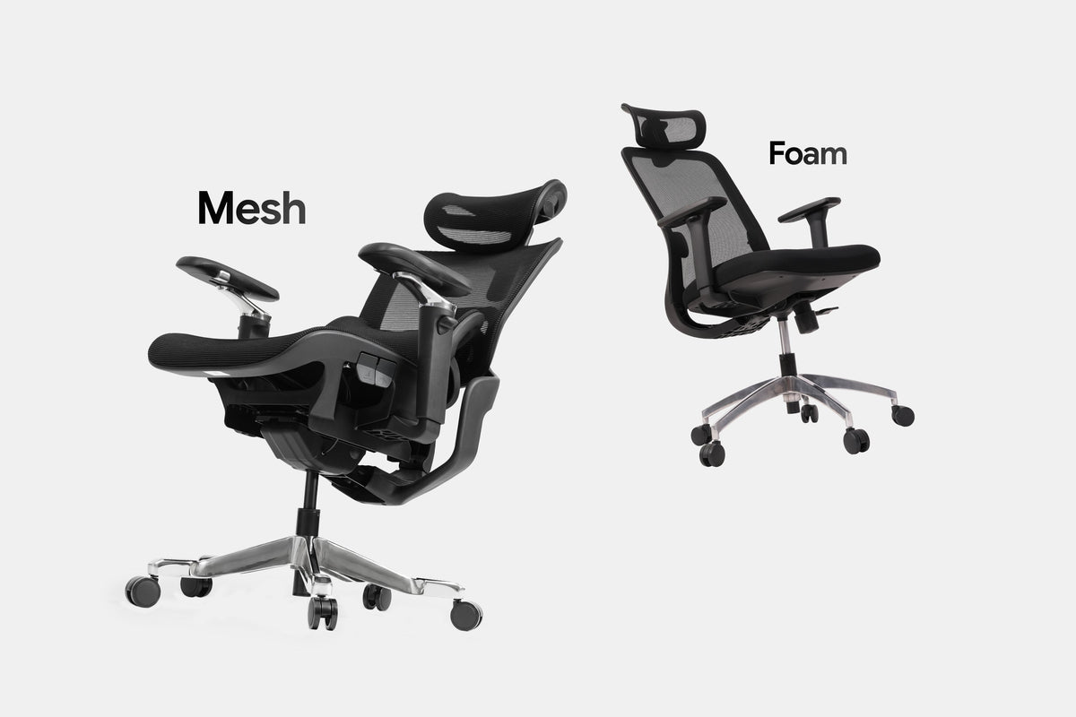 So sánh ghế công thái học lưới toàn phần và ghế công thái học mâm đệm foam