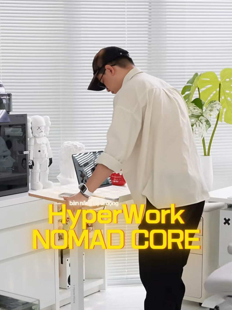 Bàn nâng hạ di động, nhỏ gọn, tiện lợi, di chuyển bất cứ đâu . HyperWork Nomad Core .